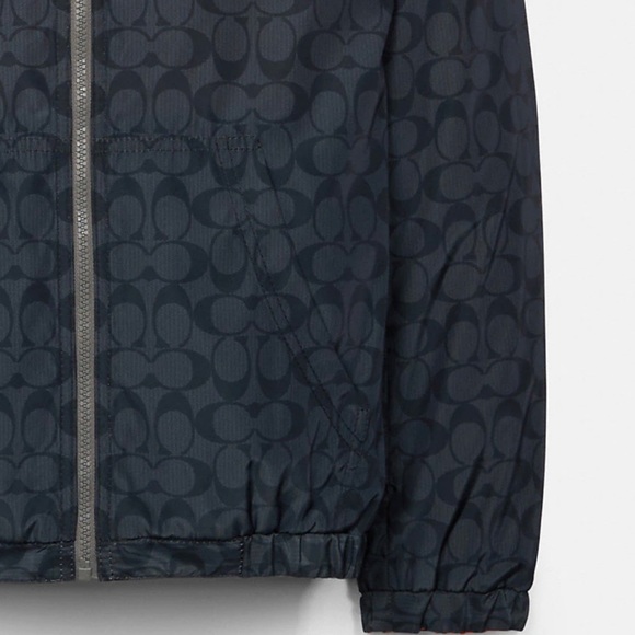 New Coach Gray Orange REVERSIBLE Short Parka Wind Breaker Men Jacket L - Picture 8 of 9